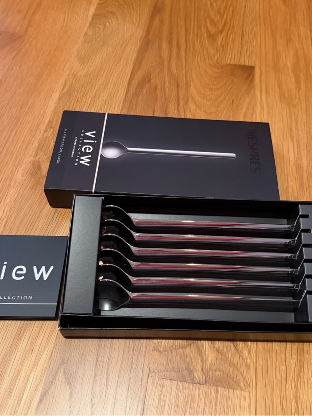 New* Nespresso View Collection Stainless Steel Long Coffee/Dessert Spoons x 6